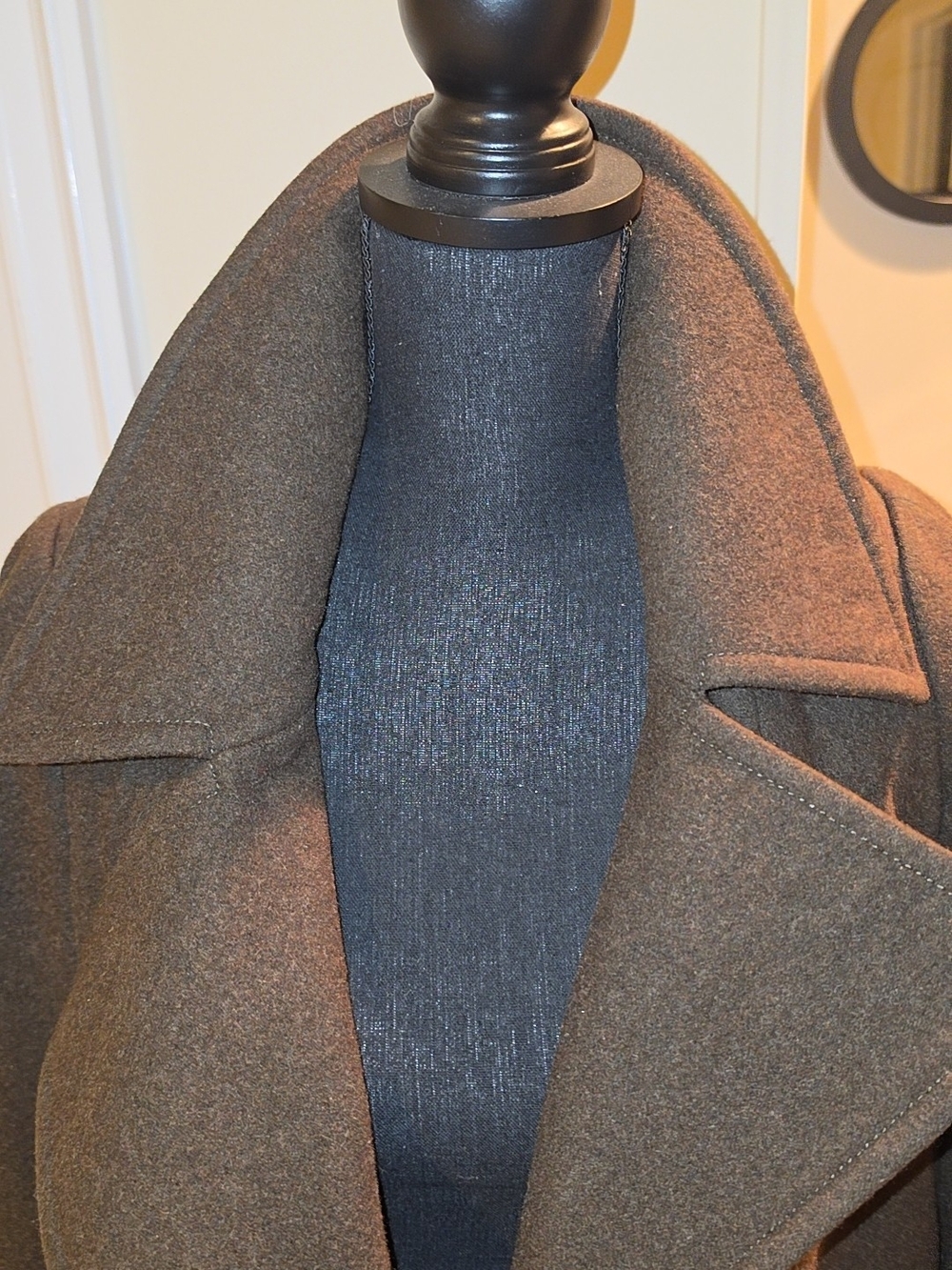Women's Wool-Blend Dark Green/Brown Overcoat